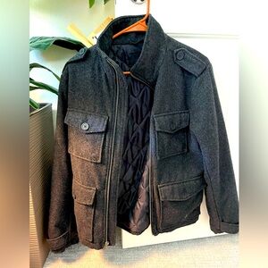 GAP Wool Jacket Coat Mens Size XS Insulated Lined Zippered Gray